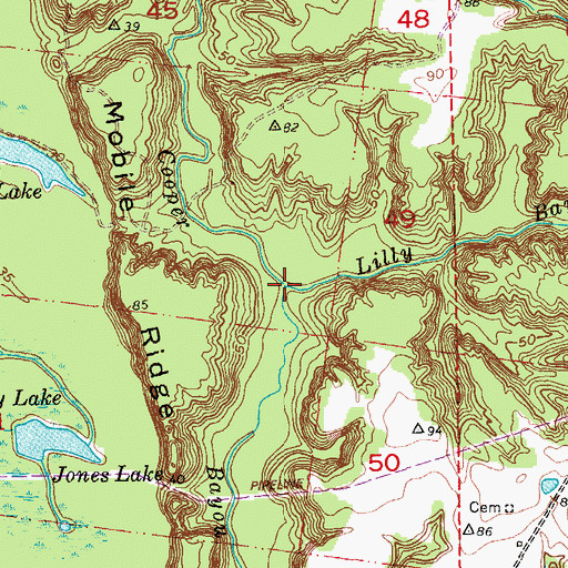 Topographic Map of Lilly Bayou, LA