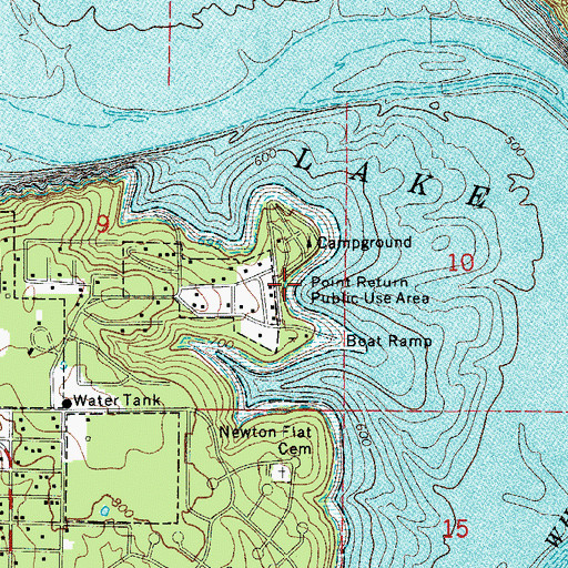 Topographic Map of Point Return Public Use Area, AR