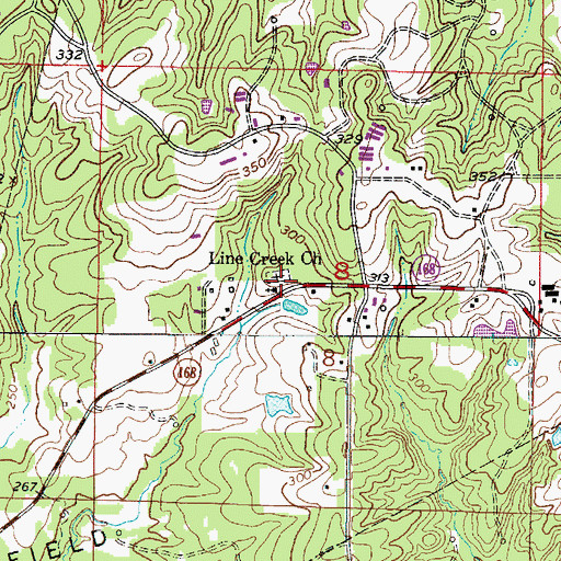 Topographic Map of Line Creek Church, LA