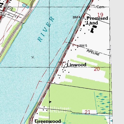 Topographic Map of Linwood, LA