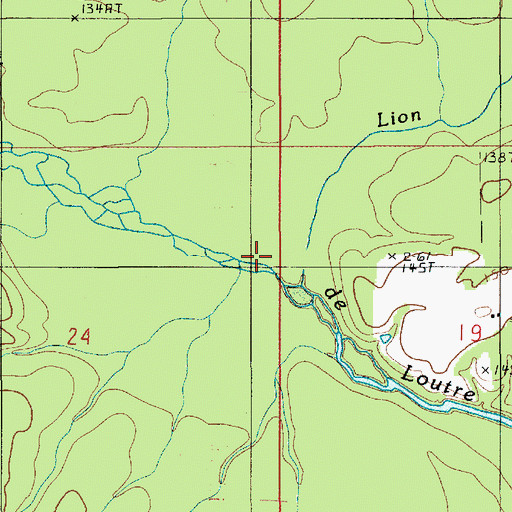 Topographic Map of Lion Creek, LA