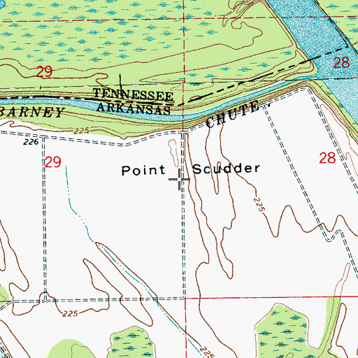 Topographic Map of Point Scudder, AR