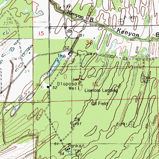 Topographic Map of Lismore Landing Oil Field, LA