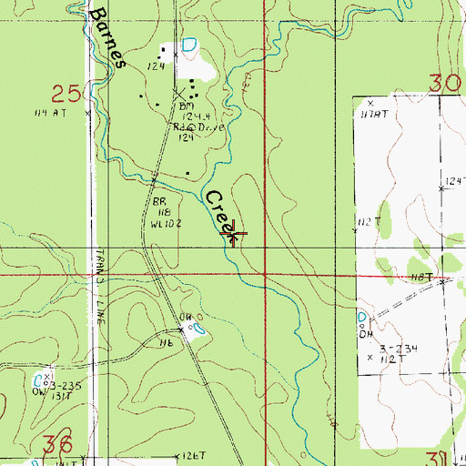 Topographic Map of Little Barnes Creek, LA