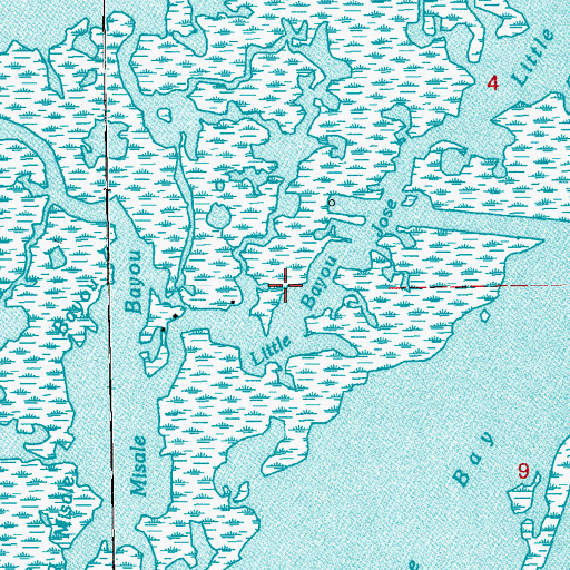 Topographic Map of Little Bayou Jose, LA
