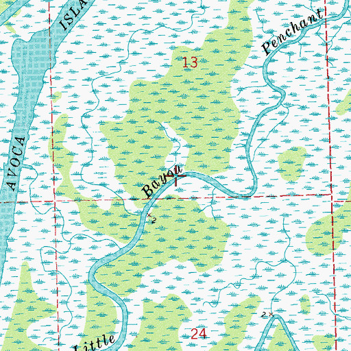 Topographic Map of Little Bayou Penchant, LA