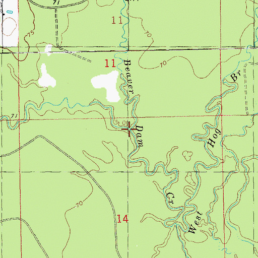 Topographic Map of Little Beaver Dam Creek, LA