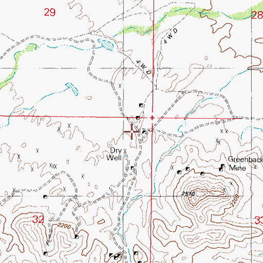 Topographic Map of Greenback Camp, AZ