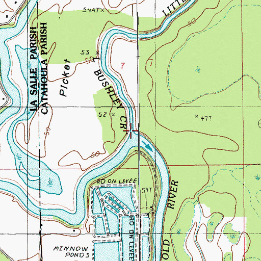 Topographic Map of Little Bushley Creek, LA