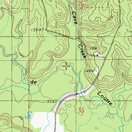 Topographic Map of Little Cane Creek, LA