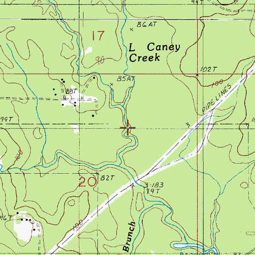 Topographic Map of Little Caney Creek, LA
