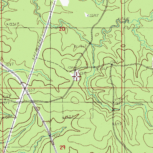 Topographic Map of Little Chickasaw Cemetery, LA
