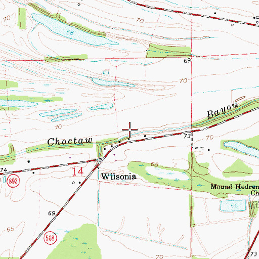 Topographic Map of Little Choctaw Bayou, LA