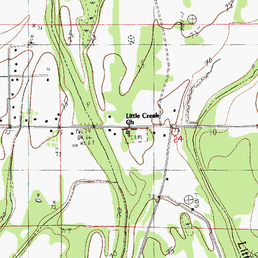 Topographic Map of Little Creek Church, LA