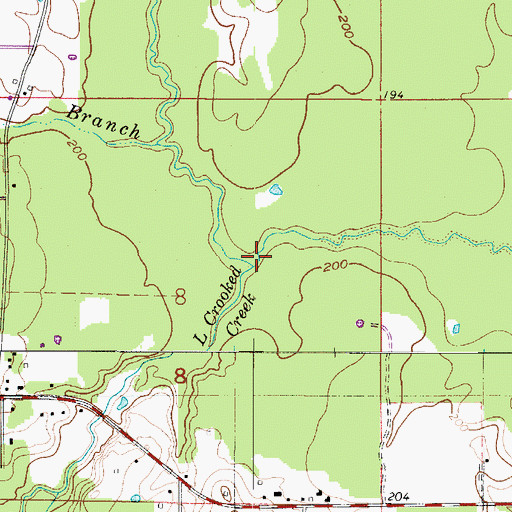 Topographic Map of Little Crooked Creek, LA