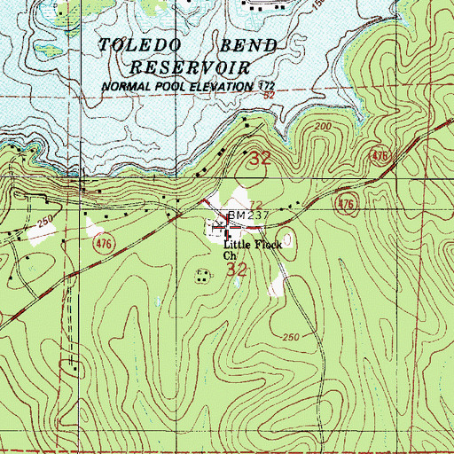 Topographic Map of Little Flock Church, LA
