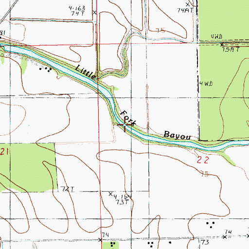 Topographic Map of Little Fork Bayou, LA