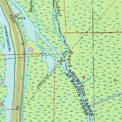 Topographic Map of Little Goddel Bayou, LA