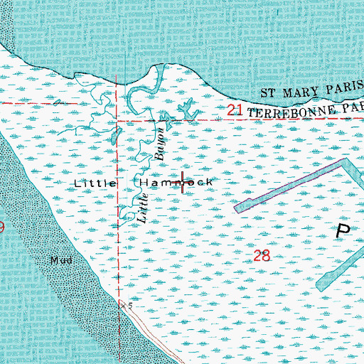 Topographic Map of Little Hammock, LA