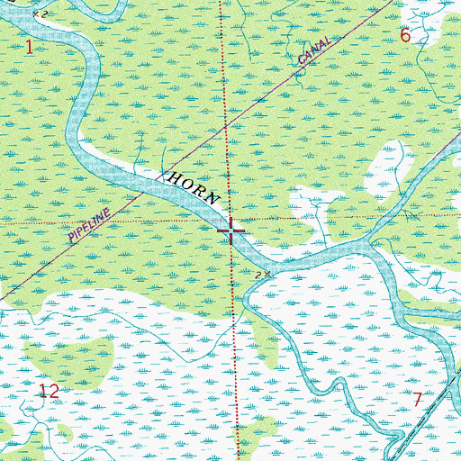 Topographic Map of Little Horn Bayou, LA