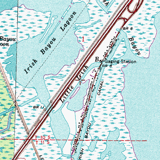 Topographic Map of Little Irish Bayou, LA
