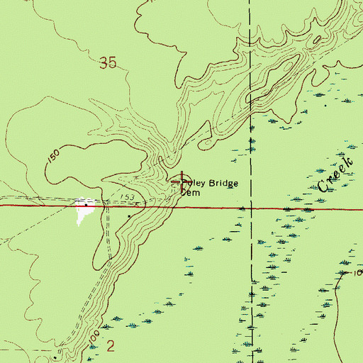 Topographic Map of Poley Bridge Cemetery, AR