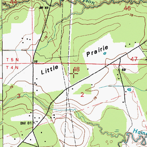 Topographic Map of Little Prairie, LA