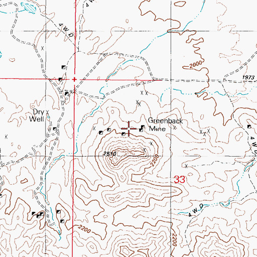 Topographic Map of Greenback Mine, AZ