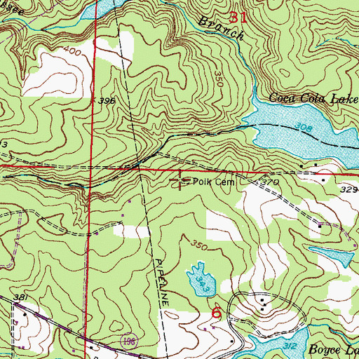 Topographic Map of Polk Cemetery, AR