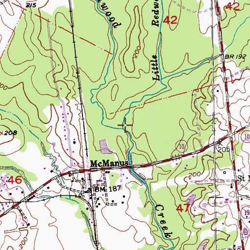 Topographic Map of Little Redwood Creek, LA