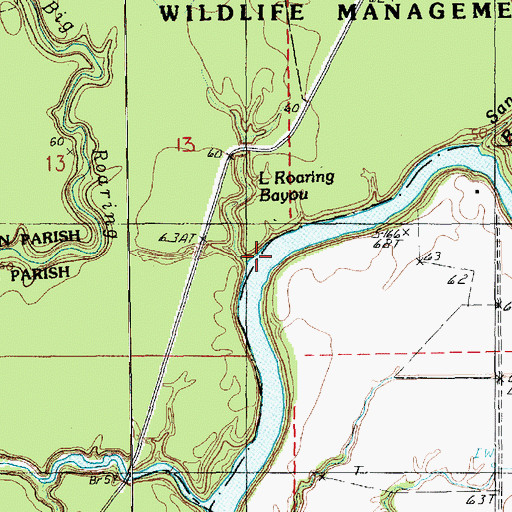 Topographic Map of Little Roaring Bayou, LA