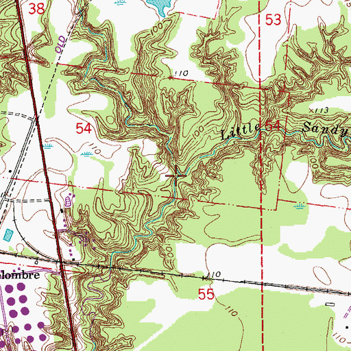 Topographic Map of Little Sandy Creek, LA
