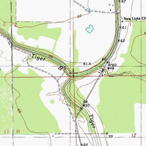 Topographic Map of Little Tiger Bayou, LA