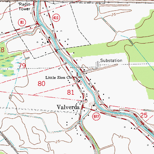 Topographic Map of Little Zion Church, LA
