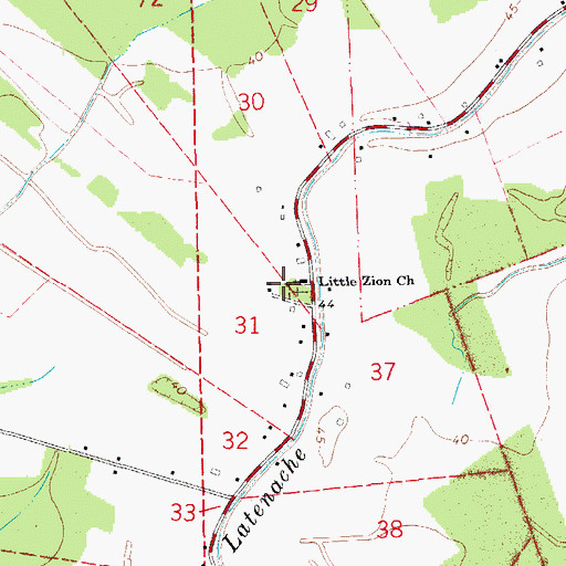 Topographic Map of Little Zion Church, LA