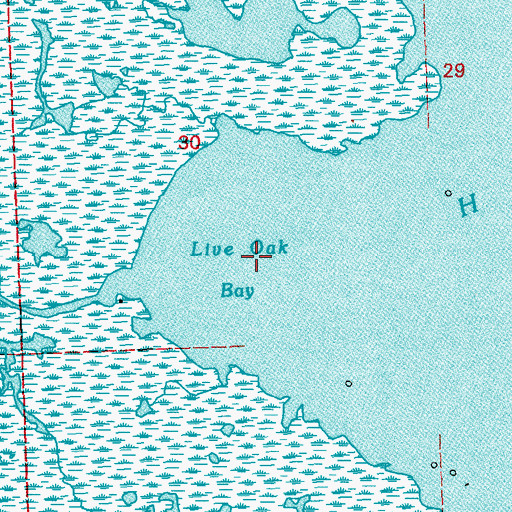 Topographic Map of Live Oak Bay, LA