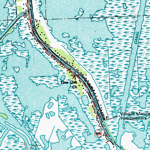 Topographic Map of Live Oak Church, LA