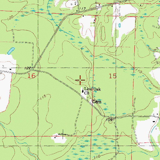 Topographic Map of Live Oak Church, LA
