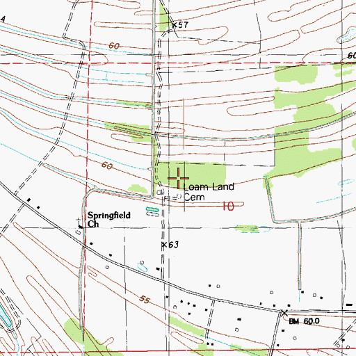 Topographic Map of Loam Land Cemetery, LA