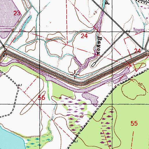 Topographic Map of Loch Lomond Bayou, LA