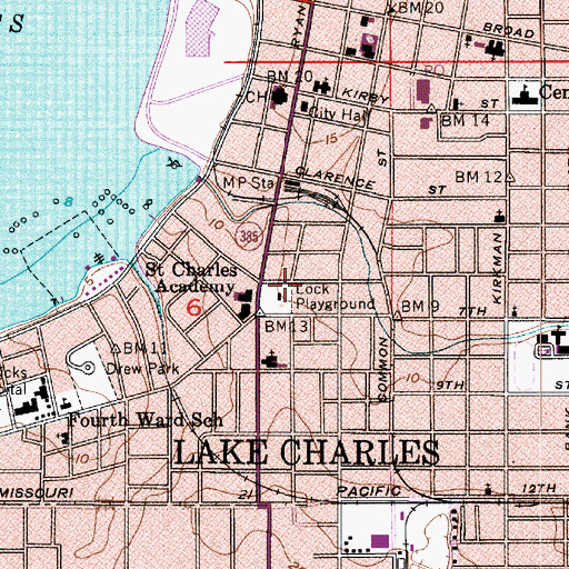 Topographic Map of Lock Playground, LA