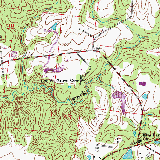 Topographic Map of Locust Grove Cemetery, LA