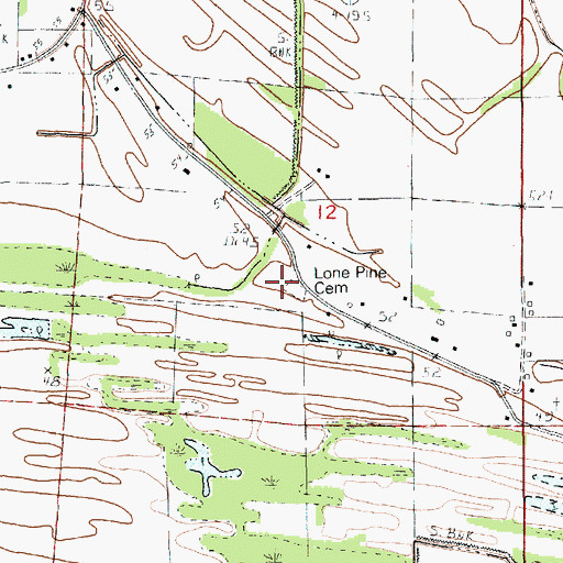Topographic Map of Lone Pine Cemetery, LA