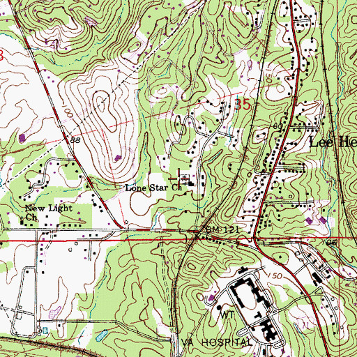 Topographic Map of Lone Star Church, LA