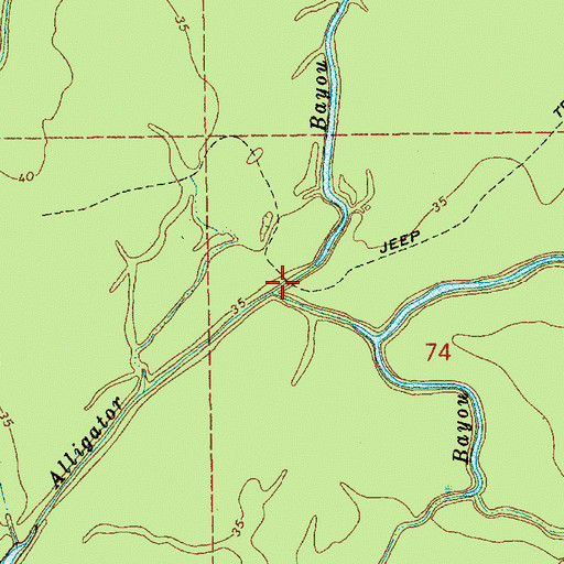 Topographic Map of Long Bayou, LA
