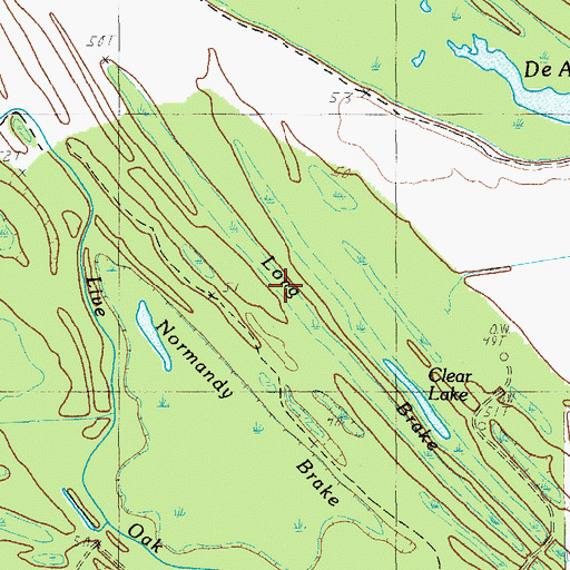 Topographic Map of Long Brake, LA