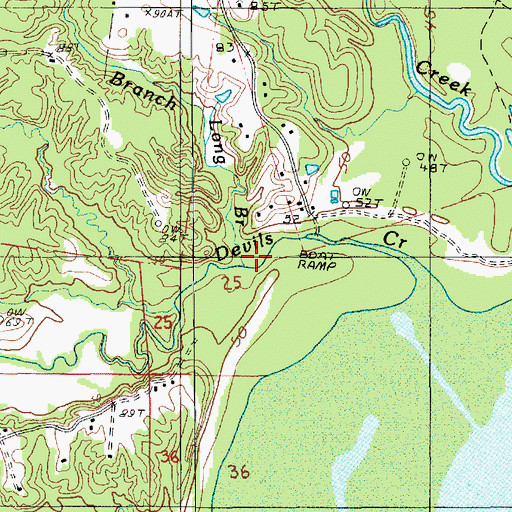 Topographic Map of Long Branch, LA