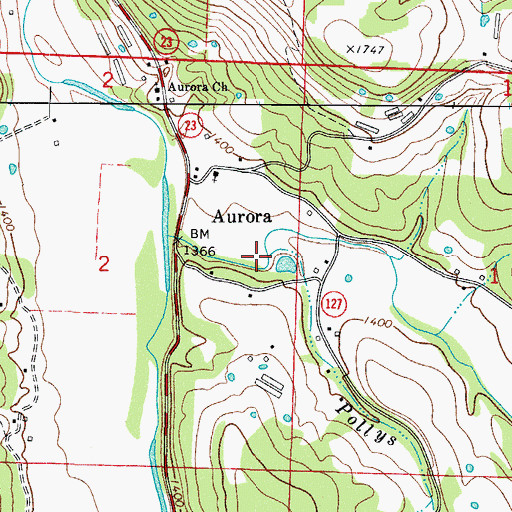 Topographic Map of Pollys Branch, AR