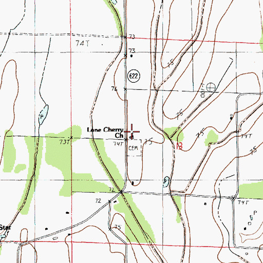 Topographic Map of Long Cherry Church, LA