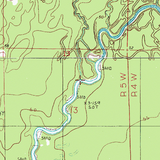 Topographic Map of Long Gully, LA